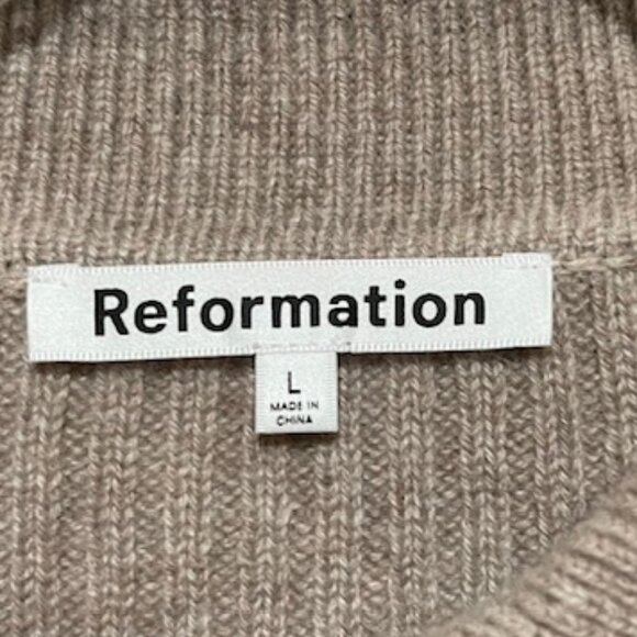 Reformation Large Oversized Fantino Cashmere Beige Collared Cardigan EUC - Picture 4 of 6